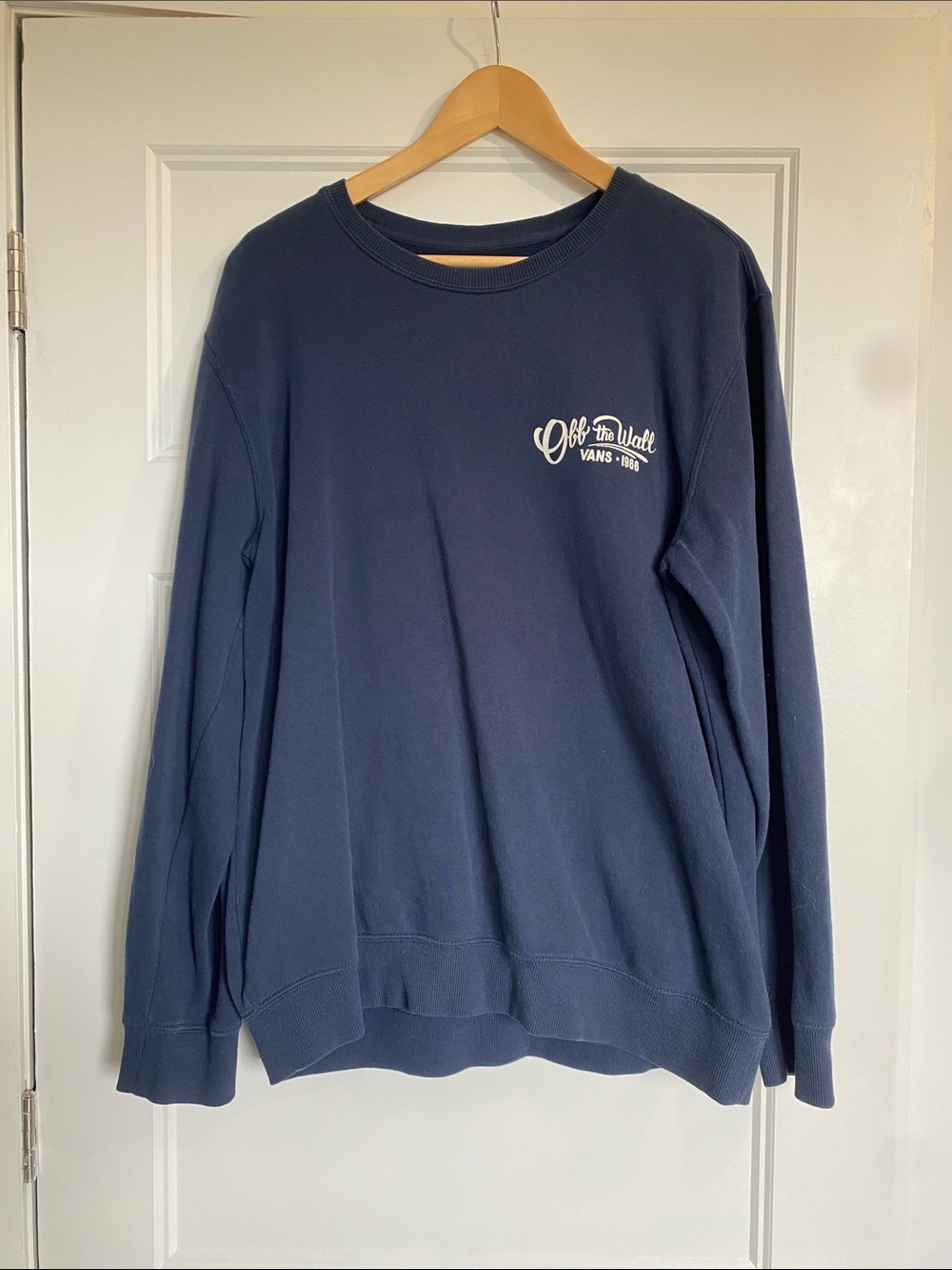 Vans Men’s Navy Crewneck Sweatshirt with Off The Wall Logo